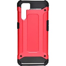 Berry Store Oppo A91 ile Uyumlu Çift Katman Koruyucu Crash Military Tank Kılıf - Kırmızı
