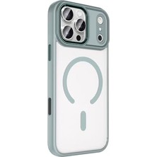 Berry Store Senon Apple iPhone 17 Pro Için Kılıf Magsafe Uyumlu Şarj Özellikli Zore Krom M-Safe Silikon Kapak (Gri)