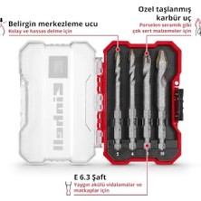 Berry Store Orijinal  Xs-Case 4 Parça Karbür Fayans Matkap Ucu Seti (Takım Çeliğinden Üretilmiştir, Özel Taşlanmış Karbür Plaka, Merkezleme Ucu, E 6.3 Sap, Saklama Kutusu Dahil) - 49051404