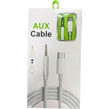 Berry Store Type-C Aux Örgülü Kablo 1m Beyaz YK-AX805