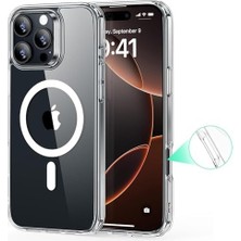Berry Store iPhone 16 Pro Max Için Magsafe Uyumlu Şık Şeffaf Kılıf - Kablosuz Şarjlara Uyumlu Full Koruma Sağlayan
