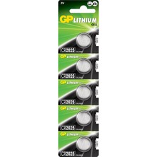 Berry Store Gp Batteries CR2025 2025 Boy Lityum Düğme Pil, 3 Volt, 5'li Kart, Gri