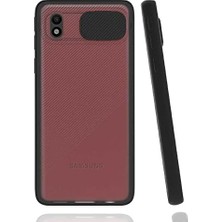 Berry Store Galaxy A01 Core ile Uyumlu Kılıf Slayt Sürgülü Arkası Buzlu Lensi Kapak - Siyah