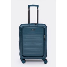 Torry Premium Series Pp Kabin Boy Valiz Ön Cepli Laptop Bölmeli Mavi