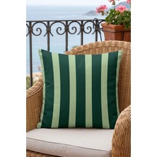 Atay Home Kalın Çizgili Dekoratif Kırlent Kılıfı 43X43 cm Çift Taraflı Yeşil 1 Adet