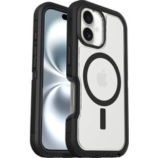 Berry Store iPhone 16 Uyumlu Defender Series Xt Magsafe Kılıf, Darbeye Karşı Koruyucu Kılıf, Şeffaf/siyah