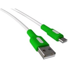 Berry Store USB A-C Hızlı Şarj Kablosu (Beyaz + Beyaz/yeşil Uç) (150 Cm)