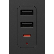 Berry Store Techmaster 2 USB + Type-C Akım ve Çocuk Korumalı 3lü Kare Priz 2mt