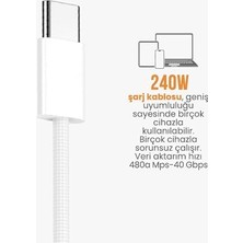 Berry Store Turbo Saniye Göstergeli USB Type-C Şarj Kablosu - Hasır Kırılmaz Özel Kablo