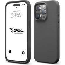 Berry Store iPhone Kılıf Ince Sıvı Silikon 3 Katmanlı Tam Kaplamalı Yumuşak Jel Kauçuk Kılıf Kapak, Antrasit Siyah (Iphone 14 Pro Max 50)