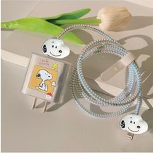 Berry Store iPhone 18W/20W ile Uyumlu Snoopy Şarj Kılıfı, Şarj Kablosu Örme Aparatı, Toparlayıcı, Kablo Koruyucu
