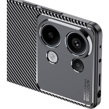Berry Store Ehr. Xiaomi Redmi Note 13 Pro 4g Uyumlu Kamera Korumalı Carbon Brushed Silikon Kılıf