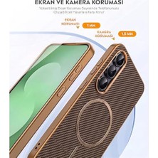 Berry Store Karbon Fiber Desenli Manyetik Telefon Kılıfı Şık Tasarım Darbe Emici Kamera Korumalı (Çöl Titanyum, A51)