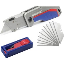 Berry Store WP211012 Ağır Hizmet Alüminyum Gövde Katlanır Rötuş Maket Bıçağı + 10 Adet Yedek Bıçak