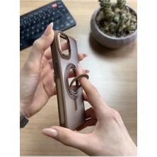 Berry Store Standlı ve Yüzüklü Magsafe Kılıf SOOCASE721 Kahverengi iPhone 15 ile Uyumlu