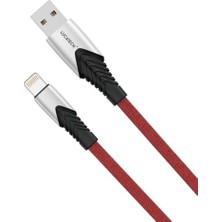 Berry Store USB Lightning Hızlı Şarj Kablosu - Kırılmaz Örgülü Bordo Kablo