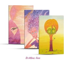 Veloro Üçlü Çizgili Defter Seti: Bir Kelime: Anne
