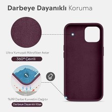 Berry Store iPhone Kılıf Ince Sıvı Silikon 3 Katmanlı Tam Kaplamalı Yumuşak Jel Kauçuk Kılıf Kapak (Mürdüm, iPhone 11)