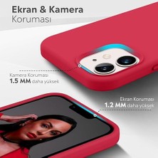 Berry Store iPhone Kılıf Ince Sıvı Silikon 3 Katmanlı Tam Kaplamalı Yumuşak Jel Kauçuk Kılıf Kapak (Parlak Kırmızı, iPhone 11)