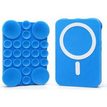 Berry Store Magsafe ile Uyumlu Vantuzlu Telefon Tutucu – Silikon Octopus Suction Cup Phone Holder, Kılıf Arkasına Yapışan Manyetik Stand, Selfie Video Vlog Çekim Için Eller Serbest (Mavi)
