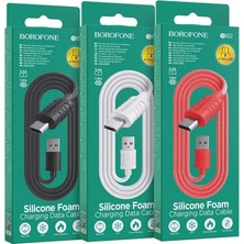 Berry Store Borofone 2.4A Hızlı Şarj ve Veri Kablosu | 1m Gıda Sınıfı Silikon Malzeme, USB - Micro USB Bağlantı, Yumuşak ve Dayanıklı Esnek Tasarım, Düğümlenme Önleyici Şarj Kablosu | BX52
