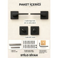 ALMITAL Stilo Siyah Kare Rozetli Kapı Kolu Lüks Wc Kapı Kolu