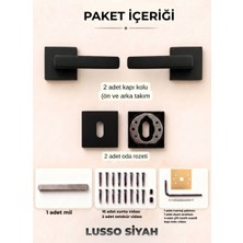 ALMITAL Lusso Siyah Kare Rozetli Kapı Kolu Lüks Oda Kapı Kolu