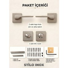 ALMITAL Stilo Inox Kare Rozetli Kapı Kolu Lüks Wc Kapı Kolu