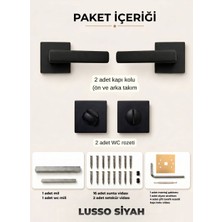ALMITAL Lusso Siyah Kare Rozetli Kapı Kolu Lüks Wc Kapı Kolu