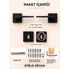 ALMITAL Stilo Siyah Kare Rozetli Kapı Kolu Lüks Oda Kapı Kolu