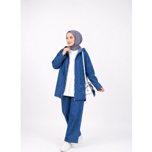 Motix Kapüşonlu Oversize Ceket Pantolon Denim Takım