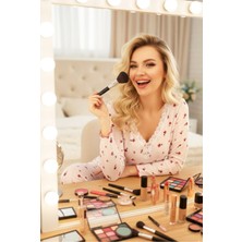 Siyah İnci Beyaz Pamuklu Delikli Dantelli Örme Pijama TAKIM7928-6