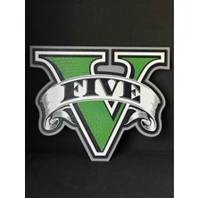 Goka 3D Craft Grand Theft Auto 5 (Gta V) Ikonu 3D Duvar Dekoru - 18 cm Slim Versiyon (Çift Taraflı Bantlı)
