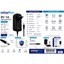 Adapthor TTA-8131 8W 8V 1A 3.5*1.35 PRİZ TİPİ ADAPTÖR