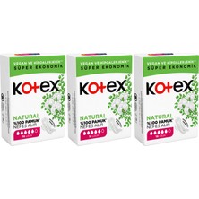 Kotex Ultra Natural Uzun Ped 16\'lı x 3 Paket (Toplam 48 Ped) %100 Pamuk, Vegan ve Hipoalerjenik