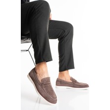 Fame Step Hakiki Deri Erkek Loafer Ayakkabı Vizon Süet Günlük Rahat Casual Mokasen Siena