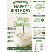 Bkmc Party Iyiki Doğdun ve Happy Birthday Pasta Üstü Süsü Yazısı Akrilik Parlak Doğum Günü Pasta Yazısı Topper 11X12 cm Doğum Günü Parti Pastası Dekoru