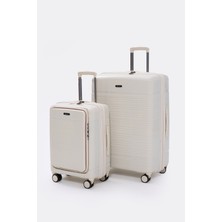 Torry Premium Series Pp 2'li Valiz Seti Büyük + Kabin Boy Beyaz