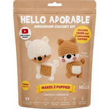 Bak Gel Al Bakgelal Hello Adorable Amigurumi Köpek Yapım Kiti – 2'li Bff Kendin Yap Örgü ve Hobi Seti