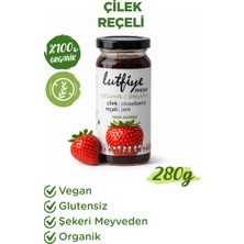 Lutfiye Organik Çilek Reçeli 280 G – Vegan, Katkısız, Meyve Konsantresi ile Tatlandırılmış