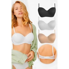 Homay 3'lü Toparlayıcı Dolgusuz Askısı Çıkartılabilir Straplez Balenli Sütyen Seti