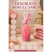 Open City Pembe Dekoratif Kokulu Sabun Bardak Aranjmanı Ortam Kokulandırıcı Şık Tasarım Banyo Ofis Salon Dekor