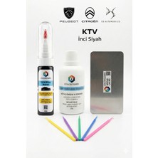 COLORGUARD Peugeot Citröen DS KTV İnci Siyah İğneli ve Fırçalı 2 si 1 Arada Rötuş Boyası Yüzey Temizleme Solüsyonu Profesyonel ve Çapaksız Rötuş Çeliği 5'li Uygulama Çubuğu Seti