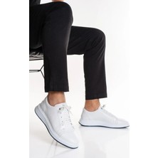 Fame Step Erkek Hakiki Deri Sneaker Ayakkabı Beyaz Ortopedik Rahat Günlük - Torino