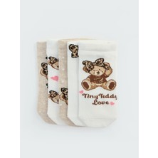 Lc Waikiki Yeni Sezon Ayı Teddy Desenli Kız Çocuk Patik Çorap 4'lü