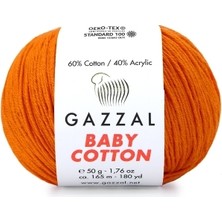 Gazzal Baby Cotton %60 Pamuk %40 Akrilik Oeko-Tex Bebek ve Amigurumi Örgü Ipi 50 gr 165 M-3419