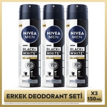 Nivea Men Erkek Sprey Deodorant Black&white Epic Night 150ML, 72 Saat Terleme Karşıtı, Alkolsüz, X3 Adet