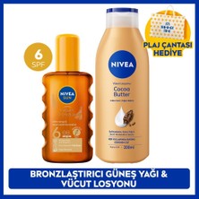 Nivea Sun Spf6 Bronzlaştırıcı Güneş Yağı 200ML ve Q10 Bronzlaştırıcı Vücut Losyonu 250ML, Çanta Hediyeli