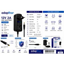 Adapthor TTA12220 24W 12V 2A 2.5*0.7 Priz Tipi Adaptör