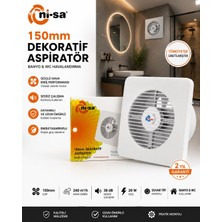 Nisa 150 mm Dekoratif Banyo ve Wc Aspiratörü – Sessiz ve Güçlü Havalandırma